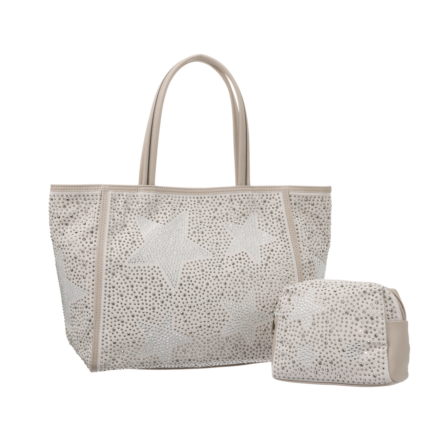 グッシオイタリー イタリアデザイン 星柄ラインストーン トートバッグ＆ ポーチセット