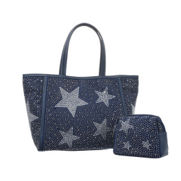グッシオイタリー イタリアデザイン 星柄ラインストーン トートバッグ＆ ポーチセット