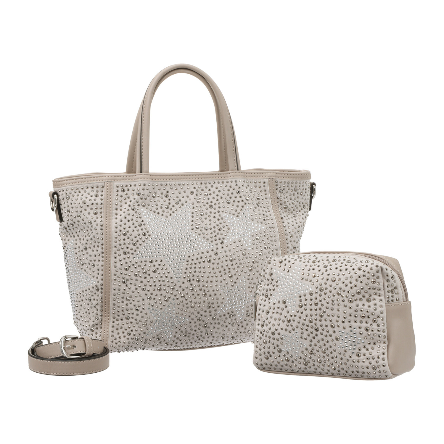 グッシオイタリー イタリアデザイン 星柄ラインストーン ２ウェイバッグ＆ ポーチセット