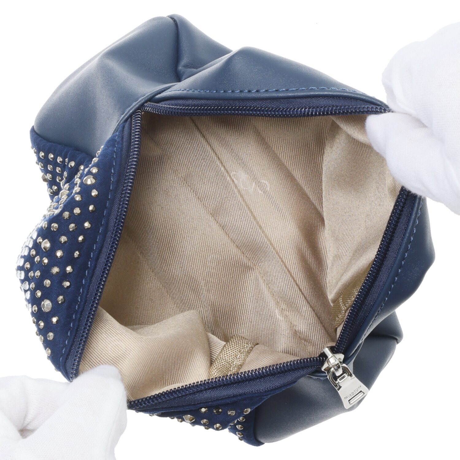 グッシオイタリー イタリアデザイン 星柄ラインストーン ２ウェイバッグ＆ ポーチセット