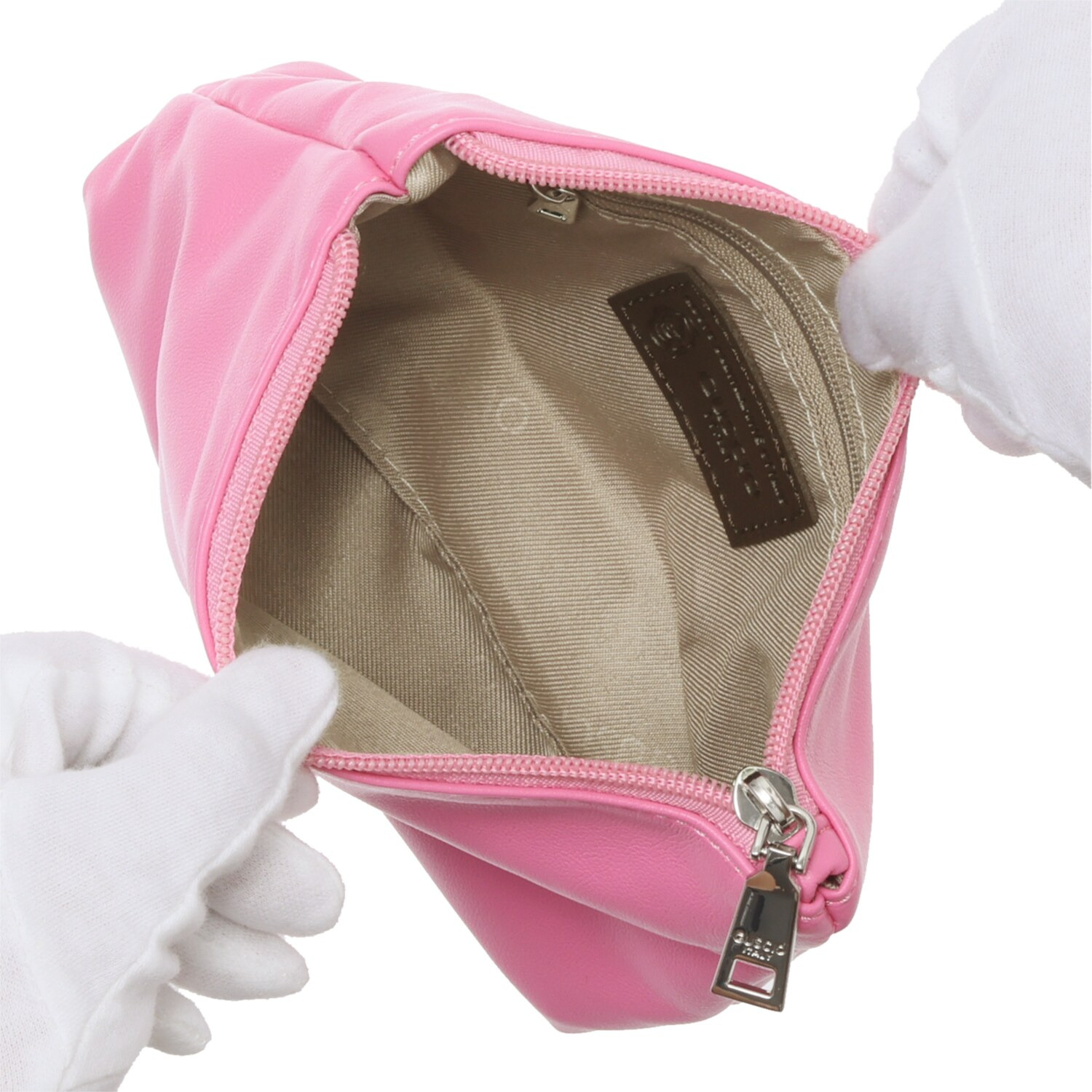 グッシオイタリー 柔らかレザータッチ 編み込みメッシュ トートバッグ＆ポーチ ＜星形チャーム付＞