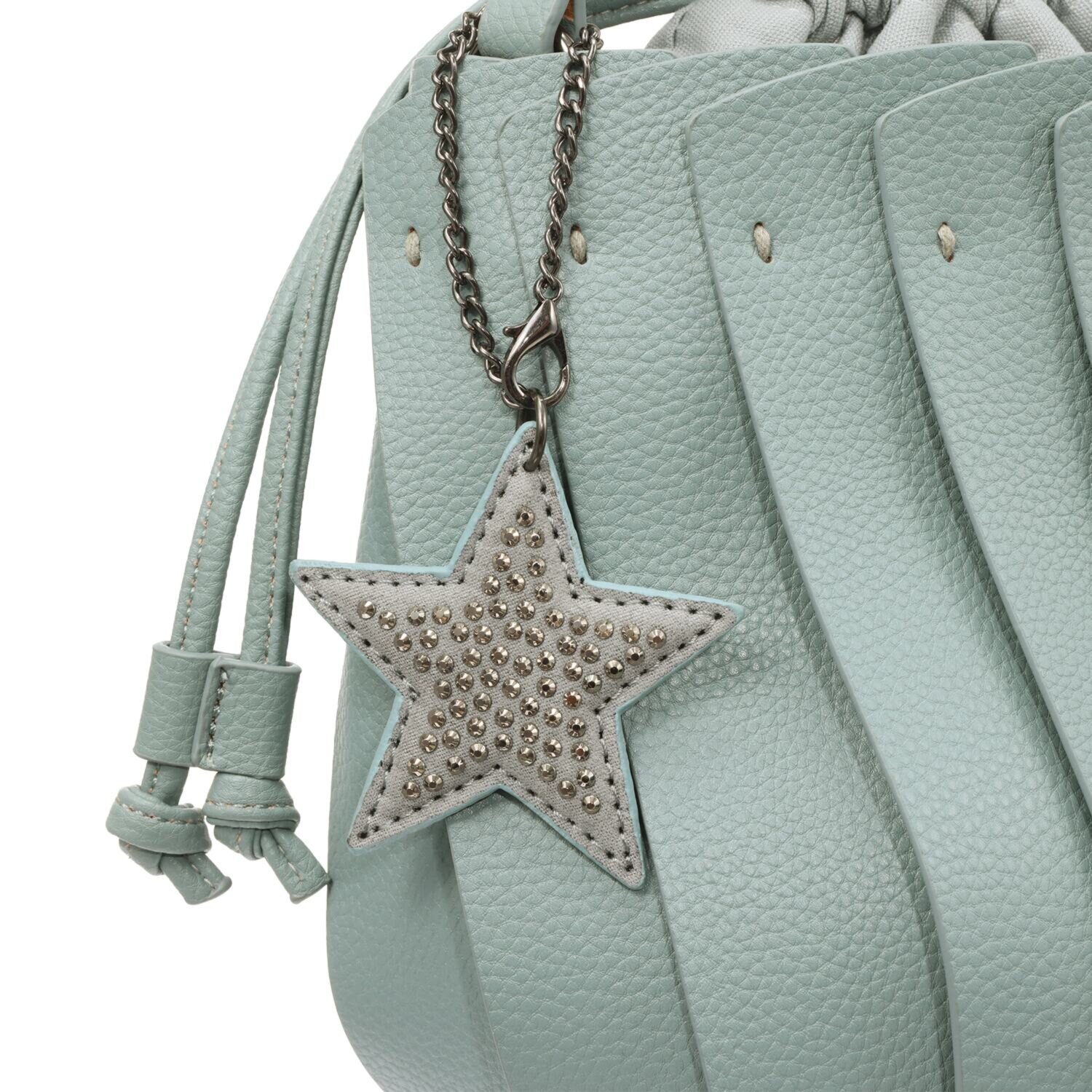 グッシオイタリー こだわりのレザータッチ ２ウェイプリーツ 巾着バッグ ＜星型チャーム付＞