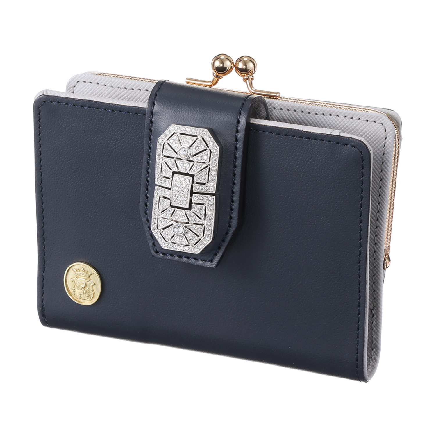 エーディーエムジェイ はっ水 イタリアンレザー アールデコモティーフ スモールウォレット