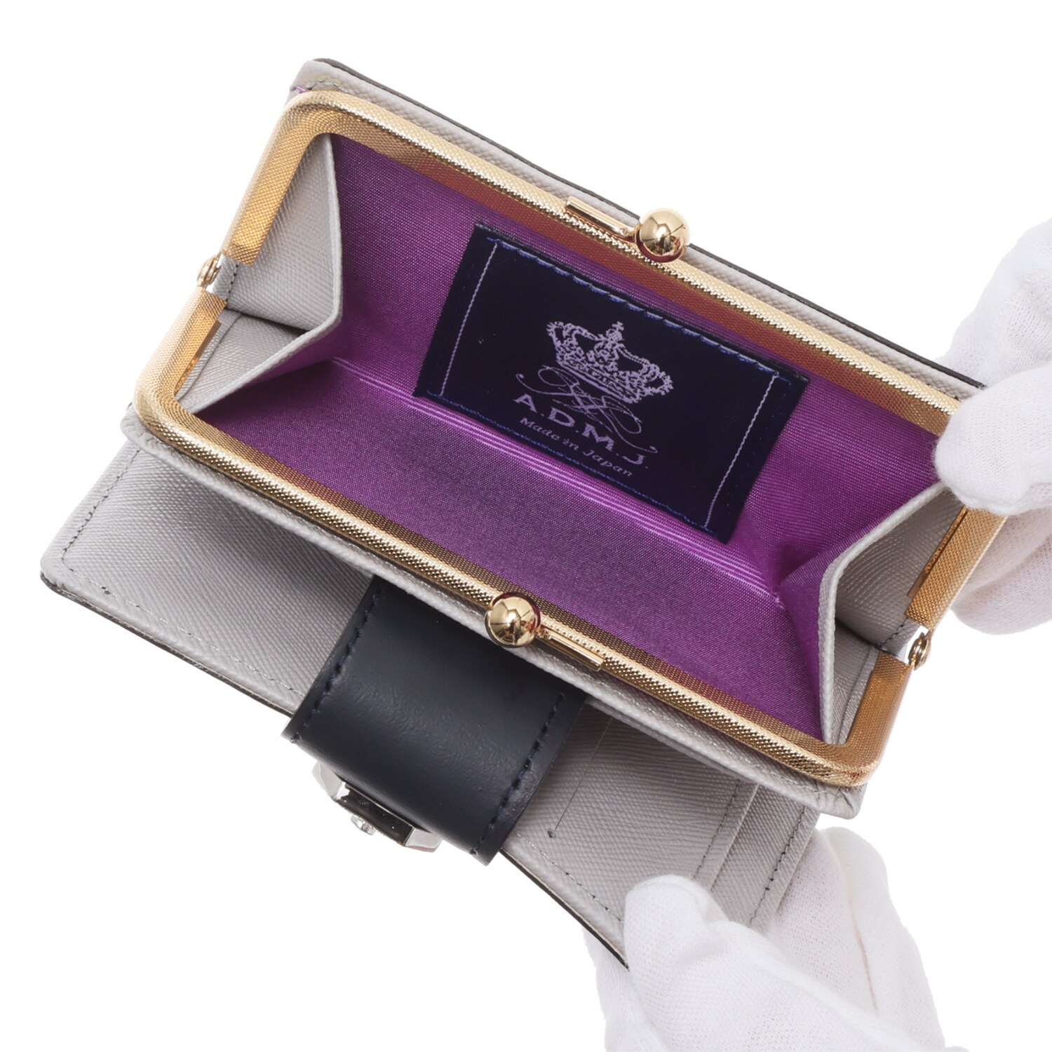 エーディーエムジェイ はっ水 イタリアンレザー アールデコモティーフ スモールウォレット