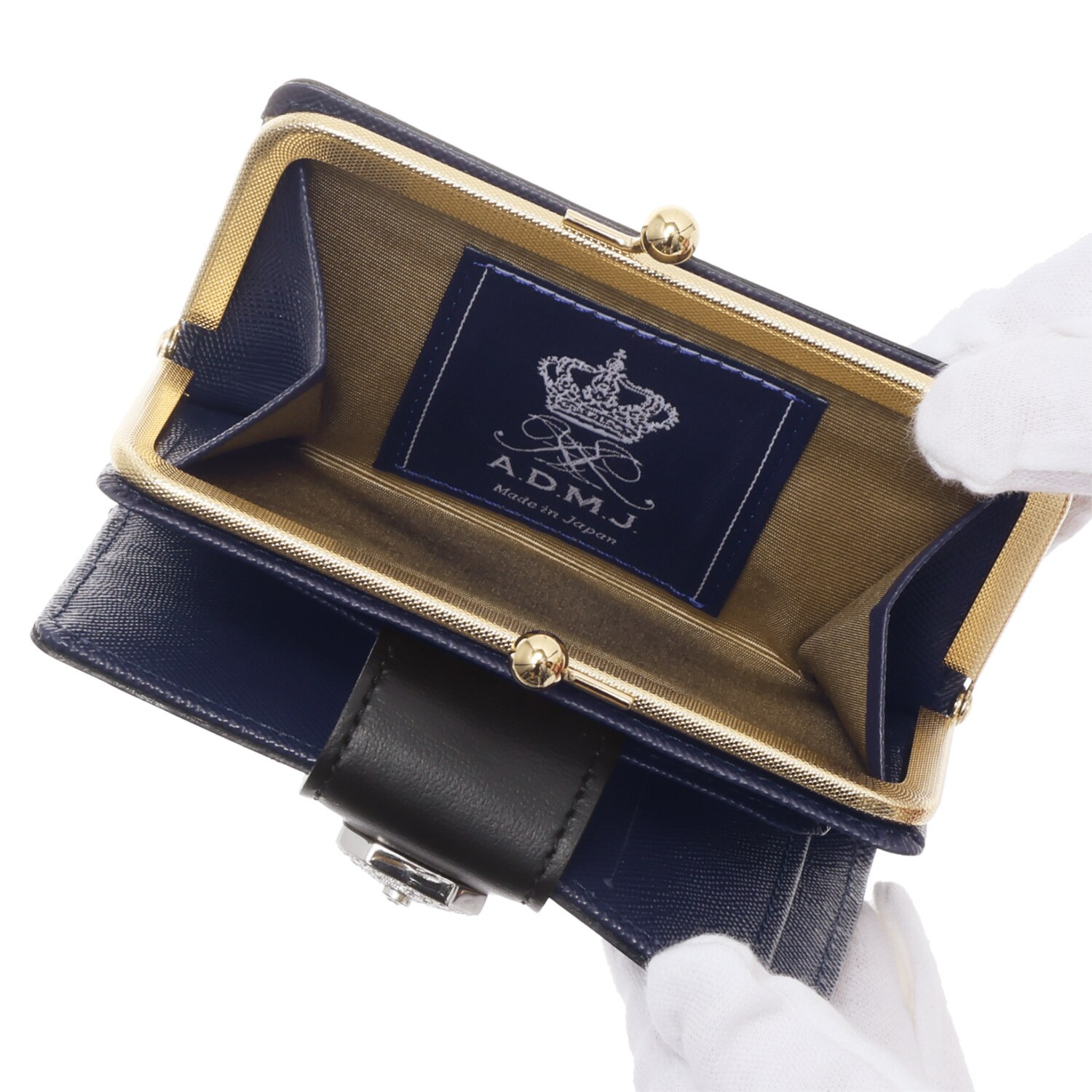 エーディーエムジェイ はっ水 イタリアンレザー アールデコモティーフ スモールウォレット