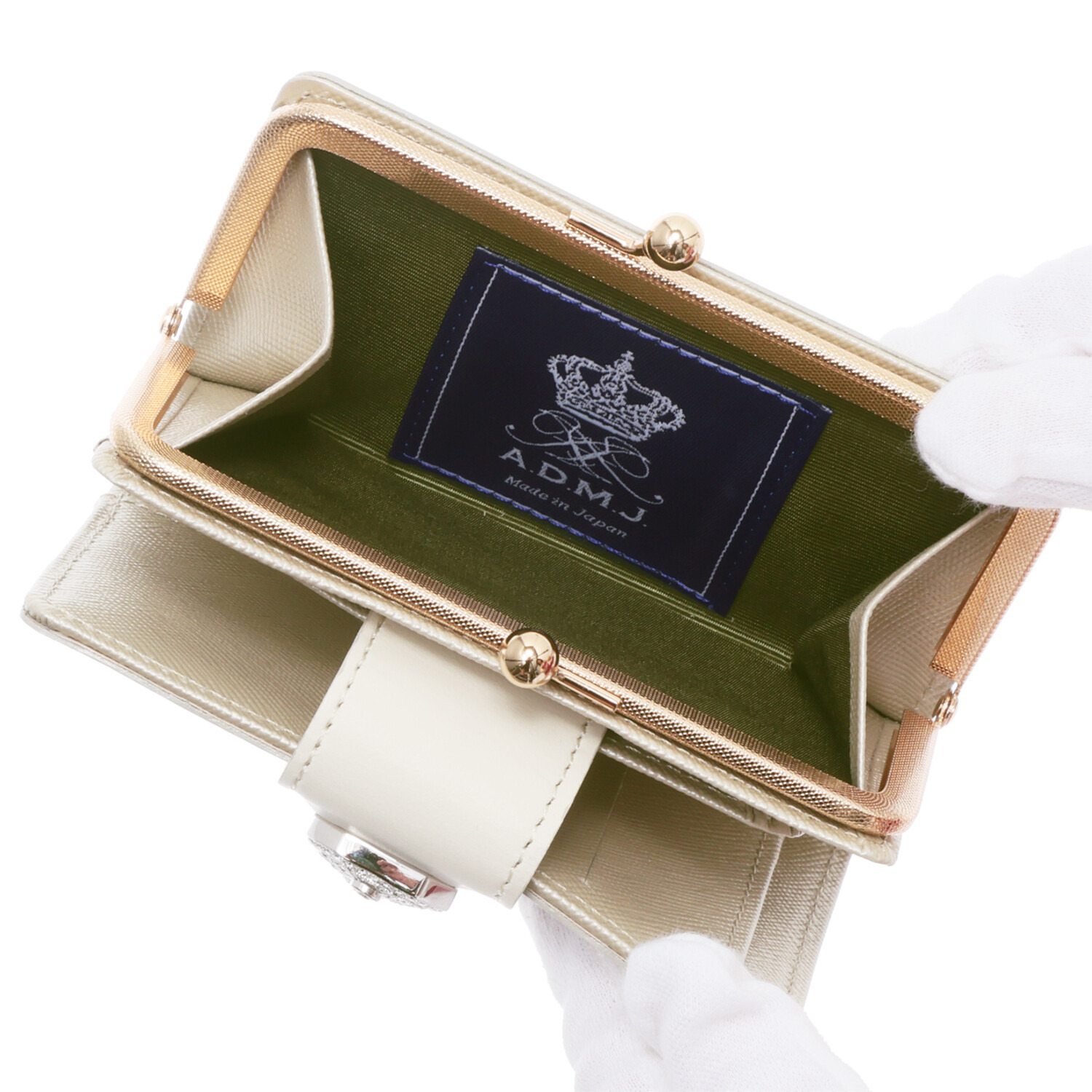 エーディーエムジェイ はっ水 イタリアンレザー アールデコモティーフ スモールウォレット