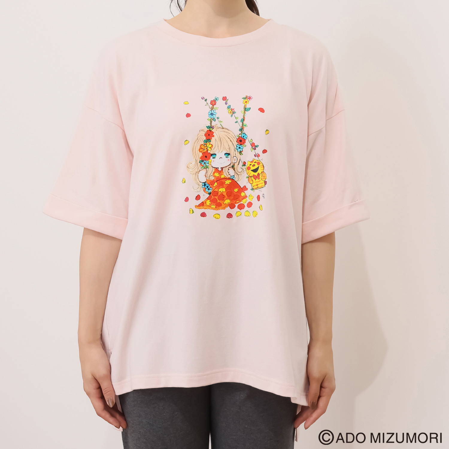 水森亜土 綿１００％爽やか天竺 ゆったりトップス＆ レギンス ルームウェアセット