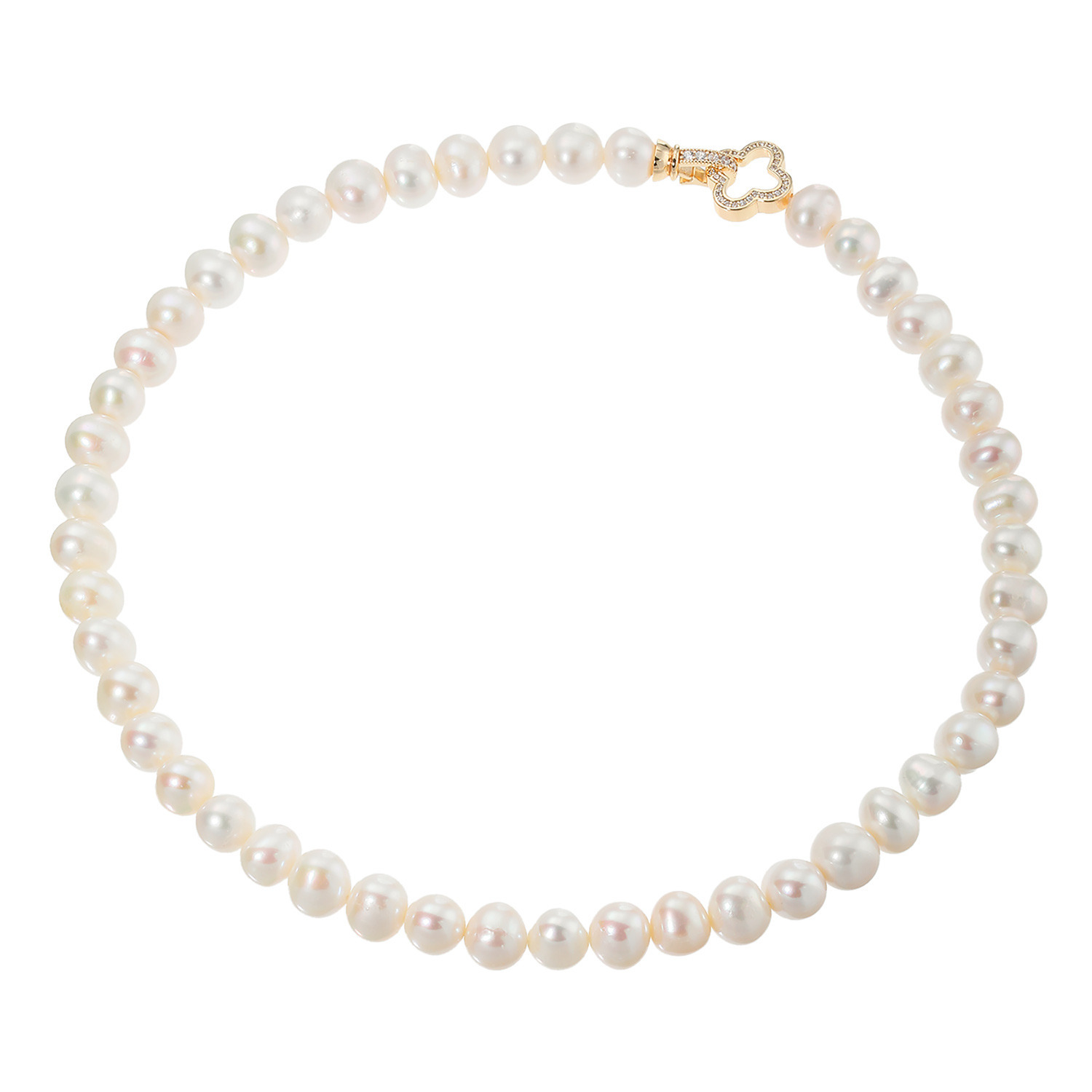 インプレスミー 淡水パール＆ＣＺ クローバーアクセント プリンセスネックレス