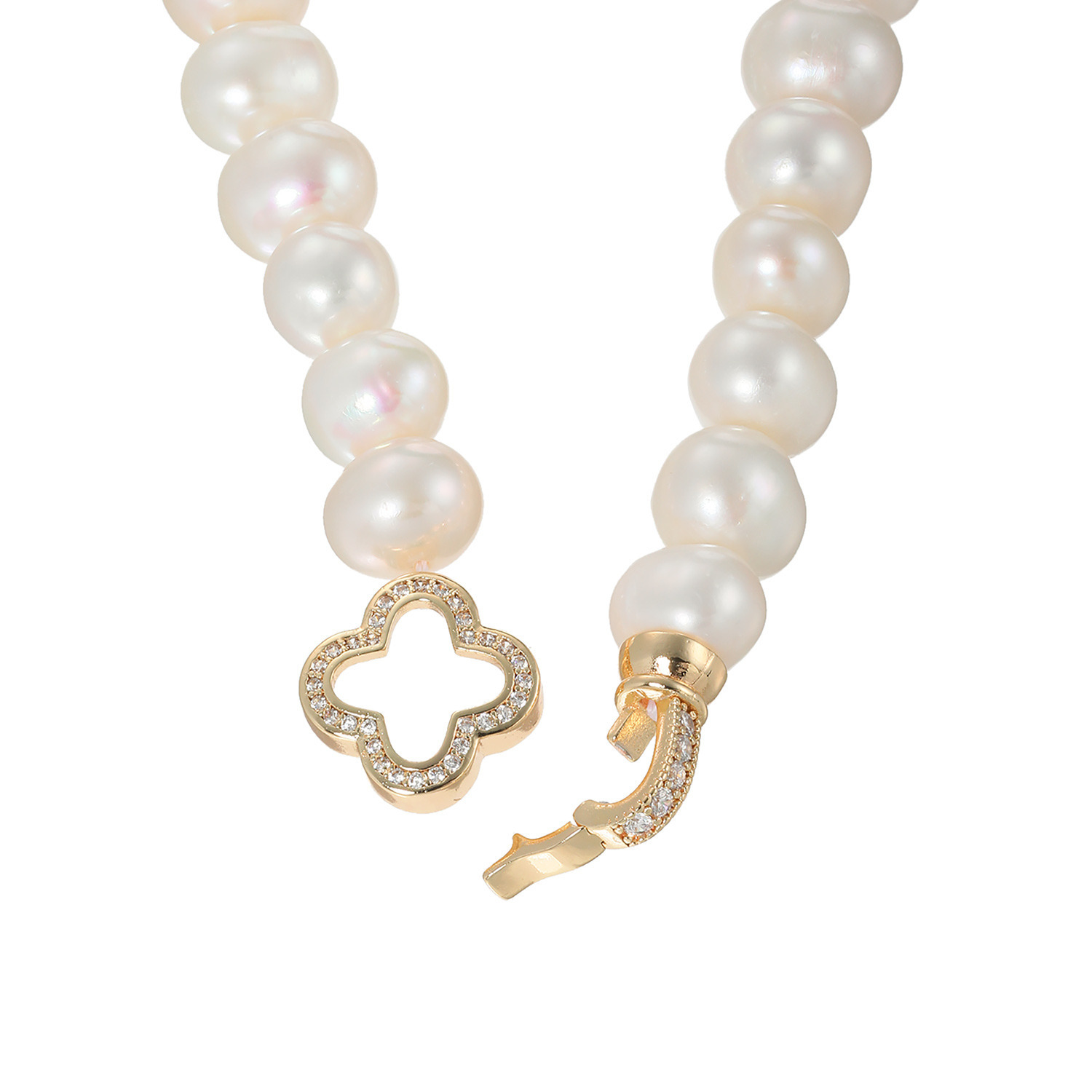 インプレスミー 淡水パール＆ＣＺ クローバーアクセント プリンセスネックレス