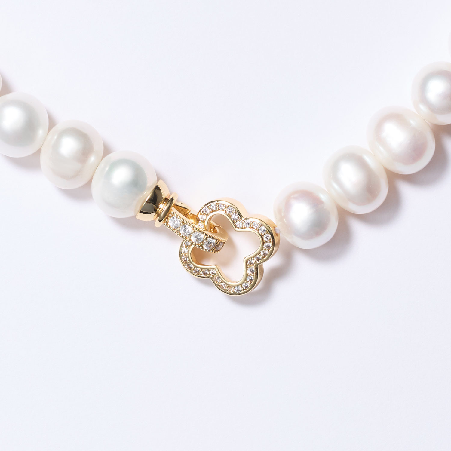 インプレスミー 淡水パール＆ＣＺ クローバーアクセント プリンセスネックレス