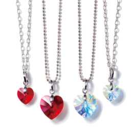 キラキラギフト バイ　アビステ 異なるチェーンで楽しむ クリスタルガラス ハートペンダント ２本セット