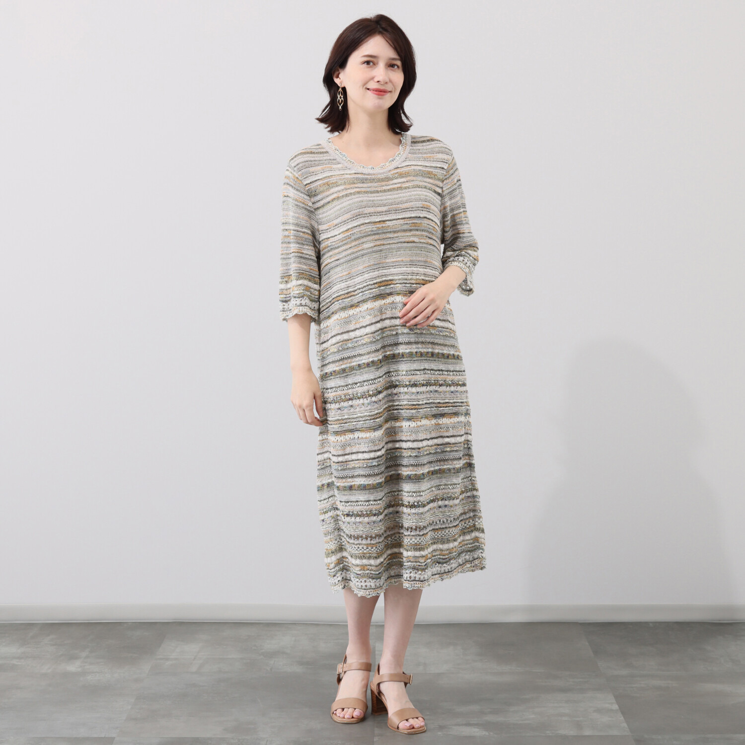 イイネス ファンシーヤーンミックス ワンピース