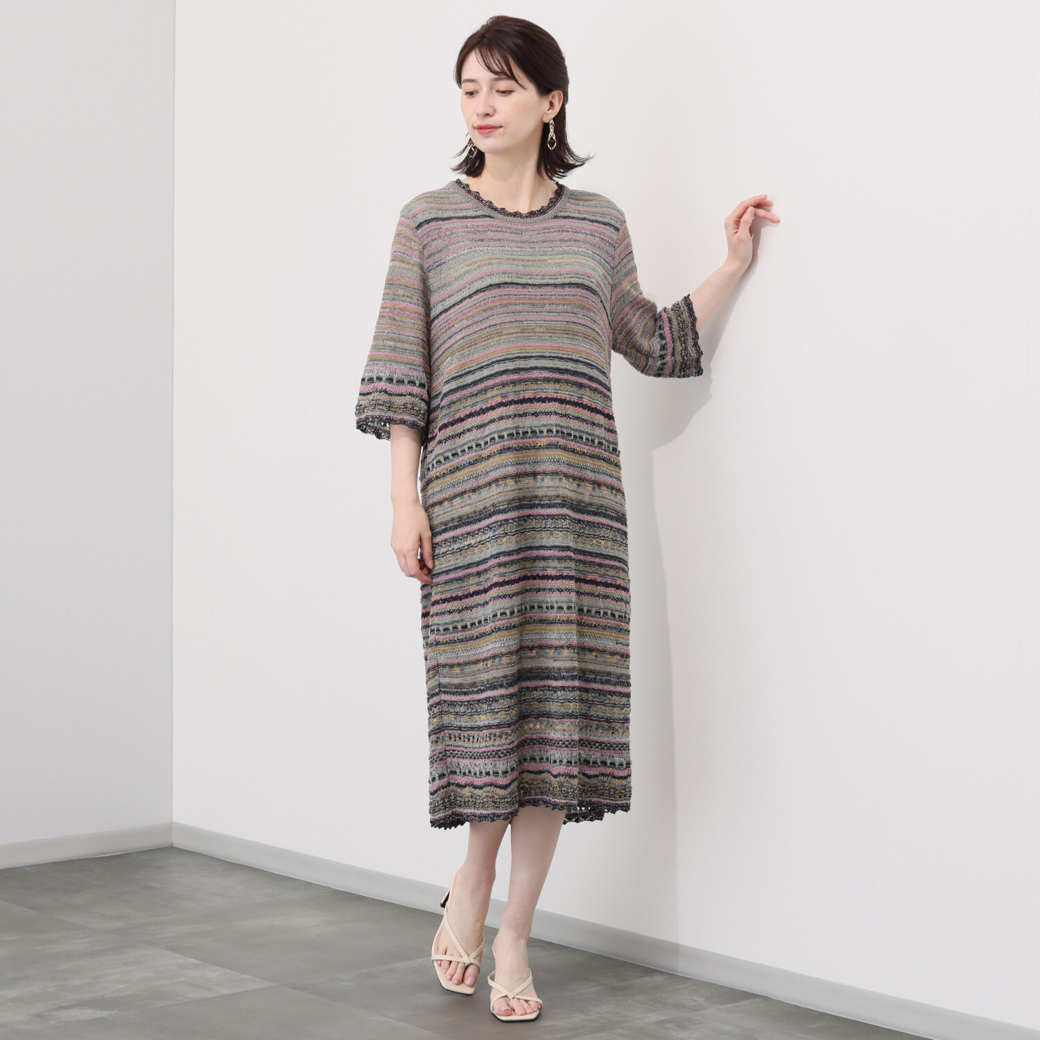 イイネス ファンシーヤーンミックス ワンピース