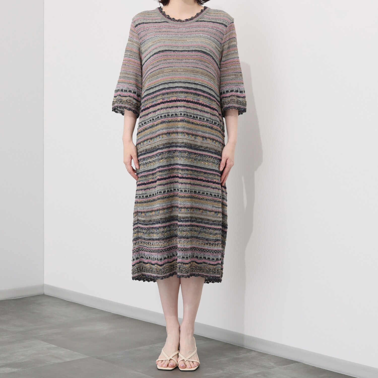 イイネス ファンシーヤーンミックス ワンピース