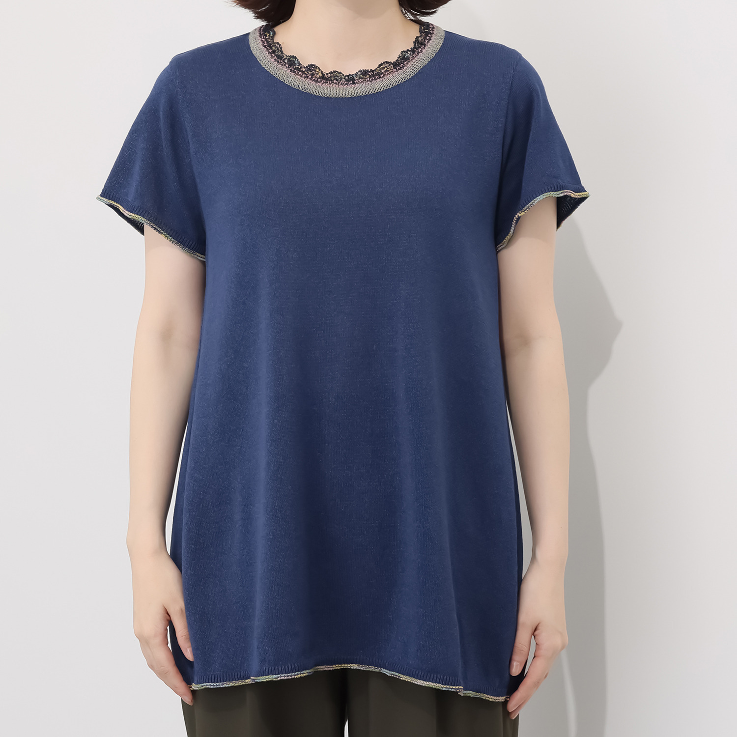 イイネス ファンシーヤーンミックス 切替デザイン プルオーバー