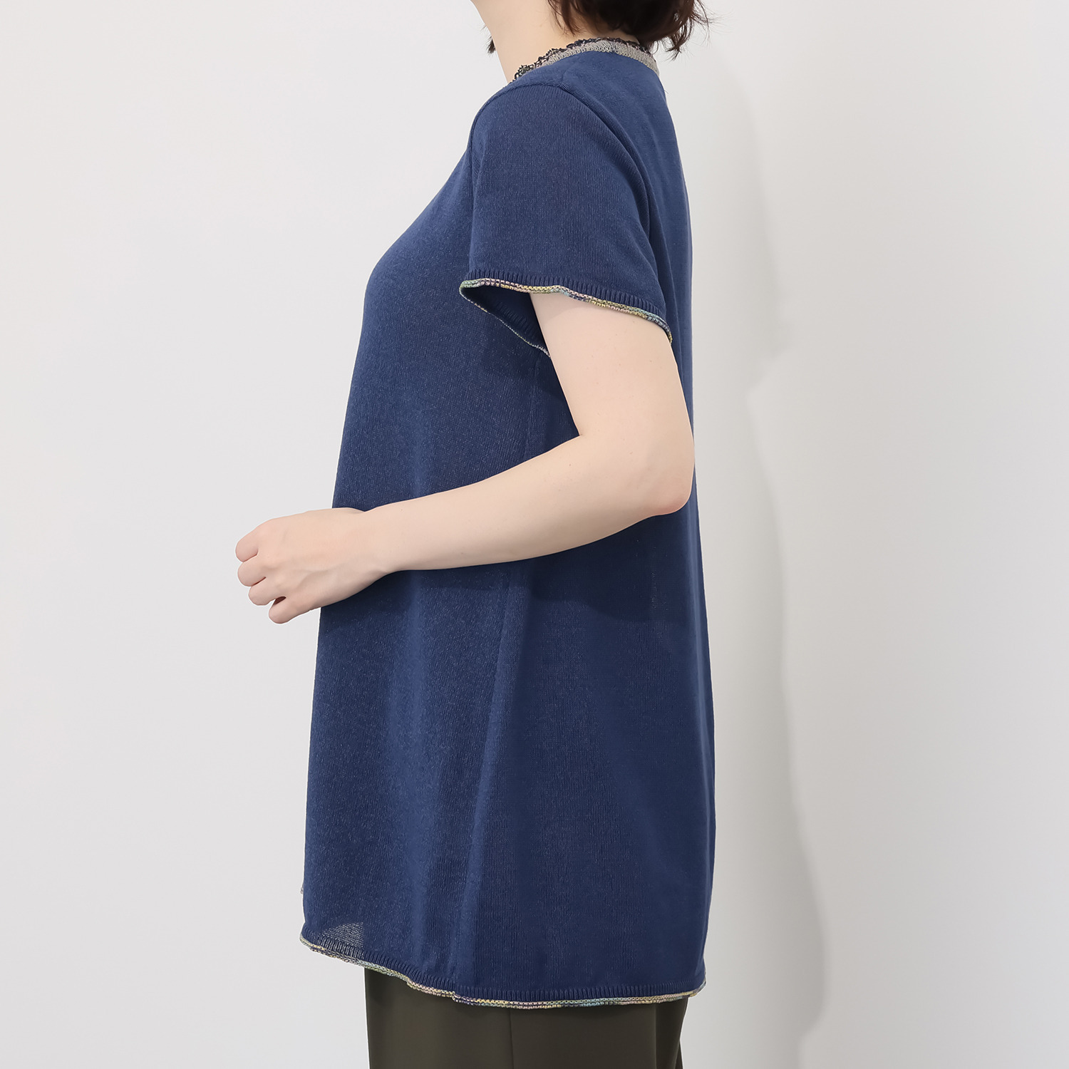 イイネス ファンシーヤーンミックス 切替デザイン プルオーバー