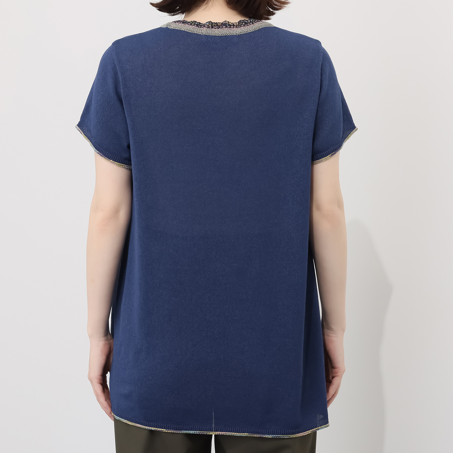 イイネス ファンシーヤーンミックス 切替デザイン プルオーバー