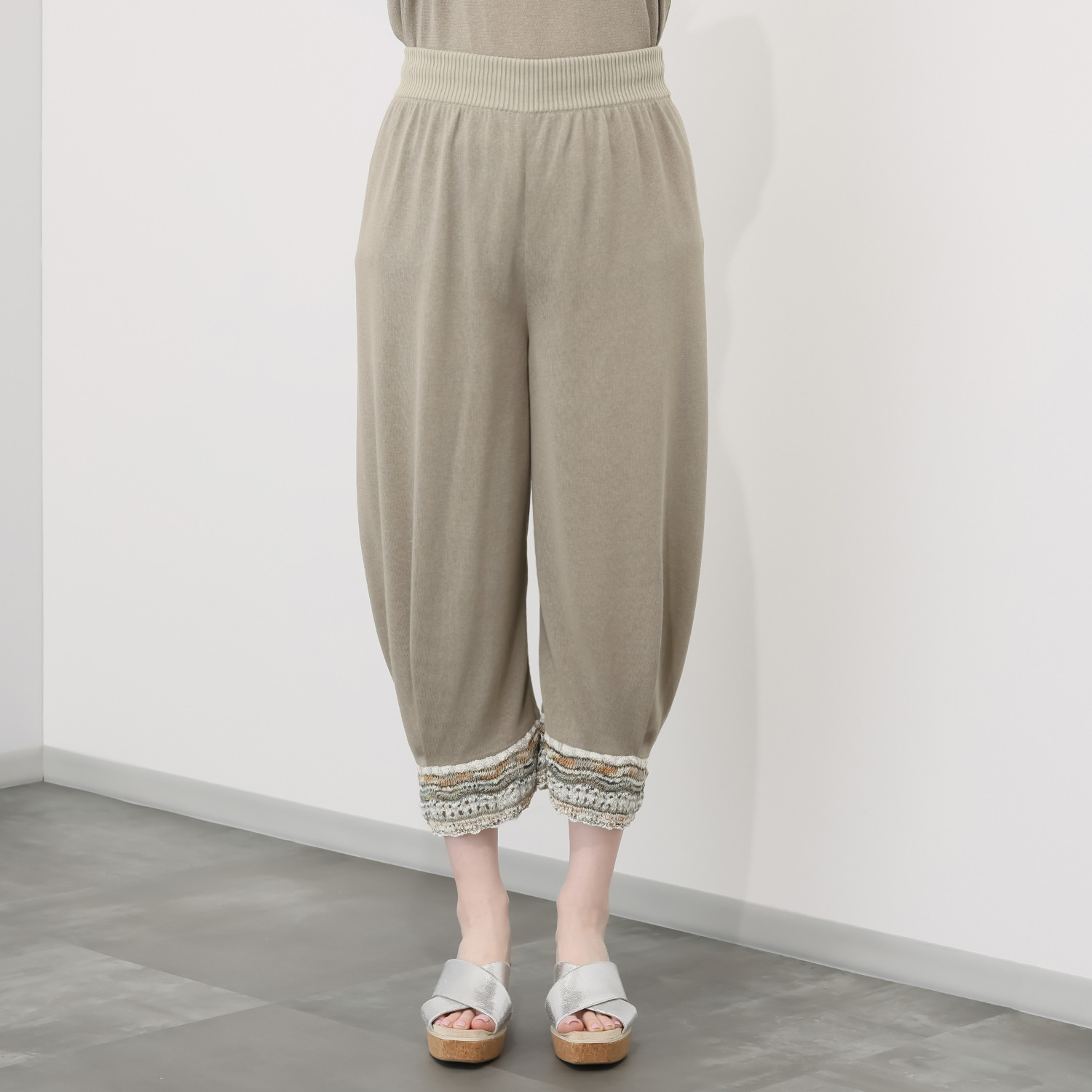 イイネス ファンシーヤーンミックス 切替デザイン パンツ