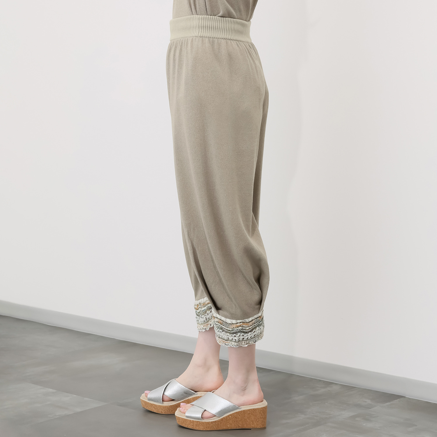 イイネス ファンシーヤーンミックス 切替デザイン パンツ