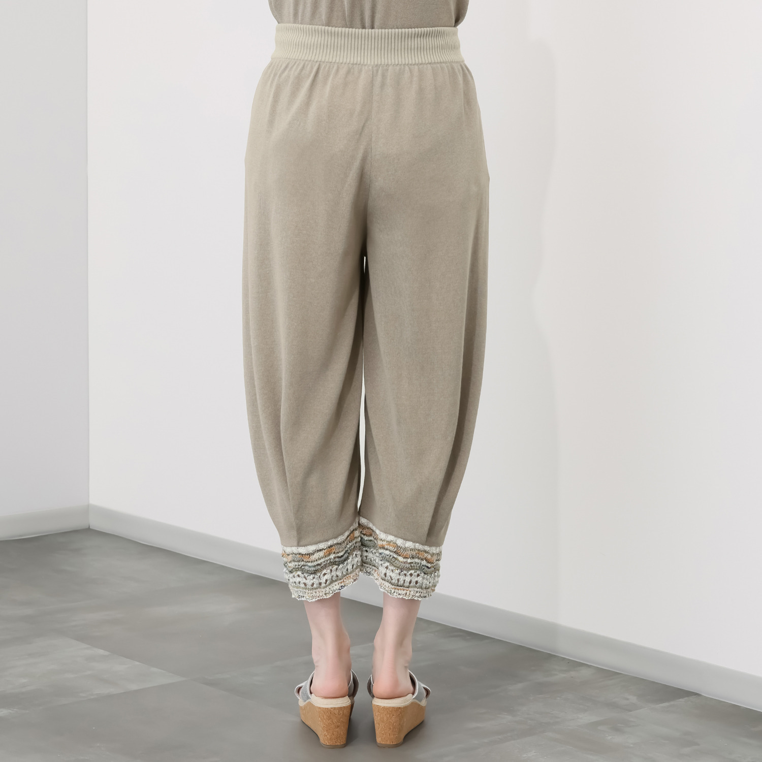 イイネス ファンシーヤーンミックス 切替デザイン パンツ