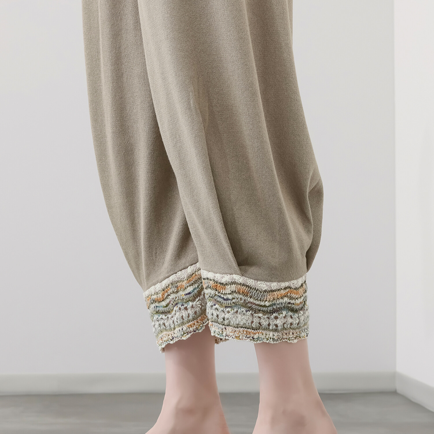 イイネス ファンシーヤーンミックス 切替デザイン パンツ