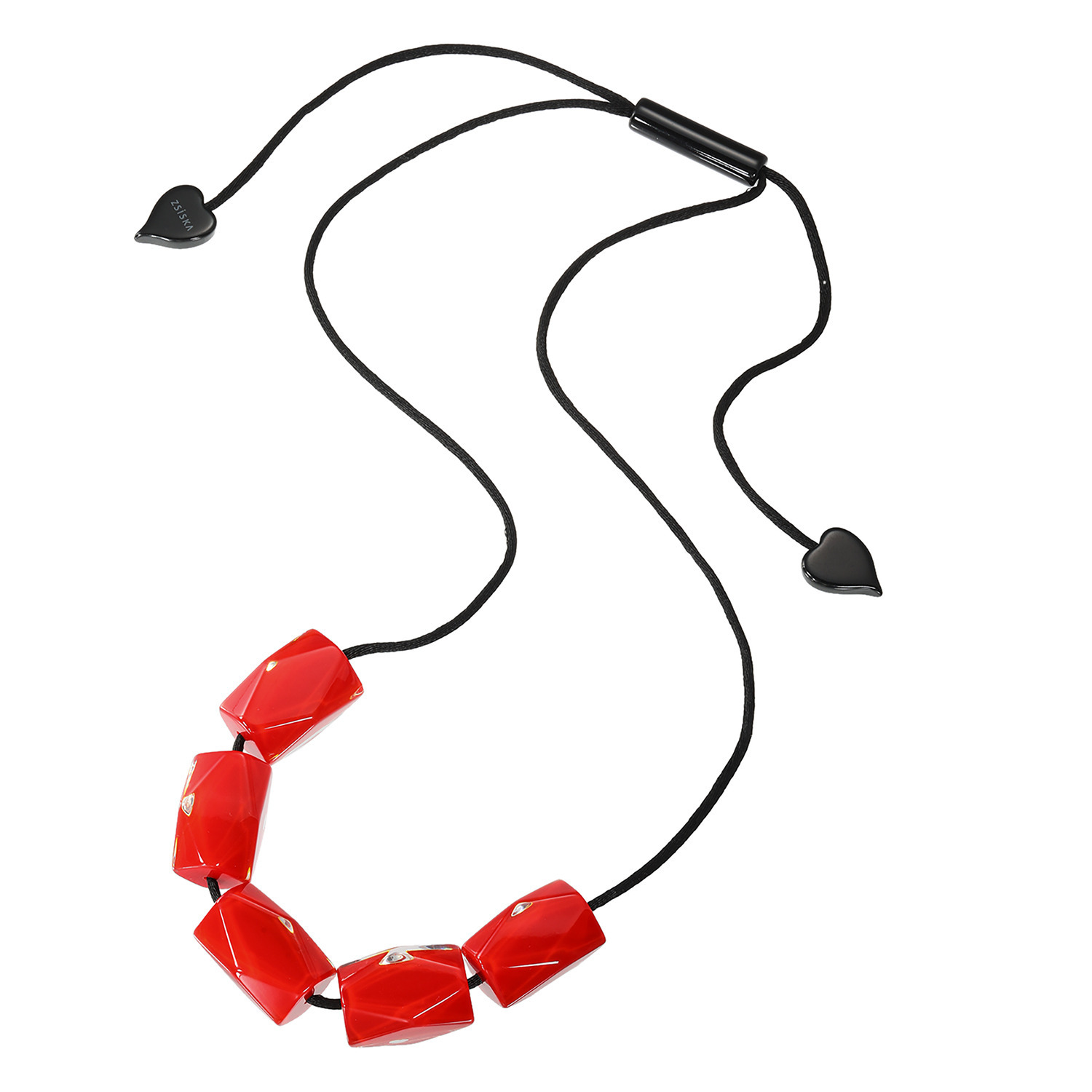 シスカ レジン カットシェイプ ビーズロングネックレス