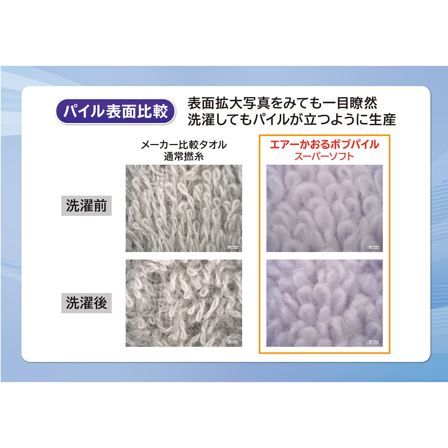 エアーかおるオーガニック ボブパイルスーパーソフト フェイスタオル 同色３枚組