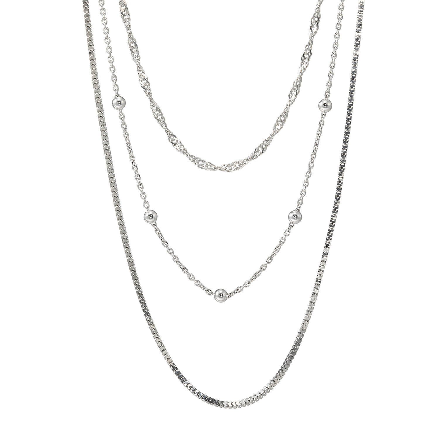 エクセラ イタリアン・シルバー ２層コーティング スリーチェーン マグネットネックレス