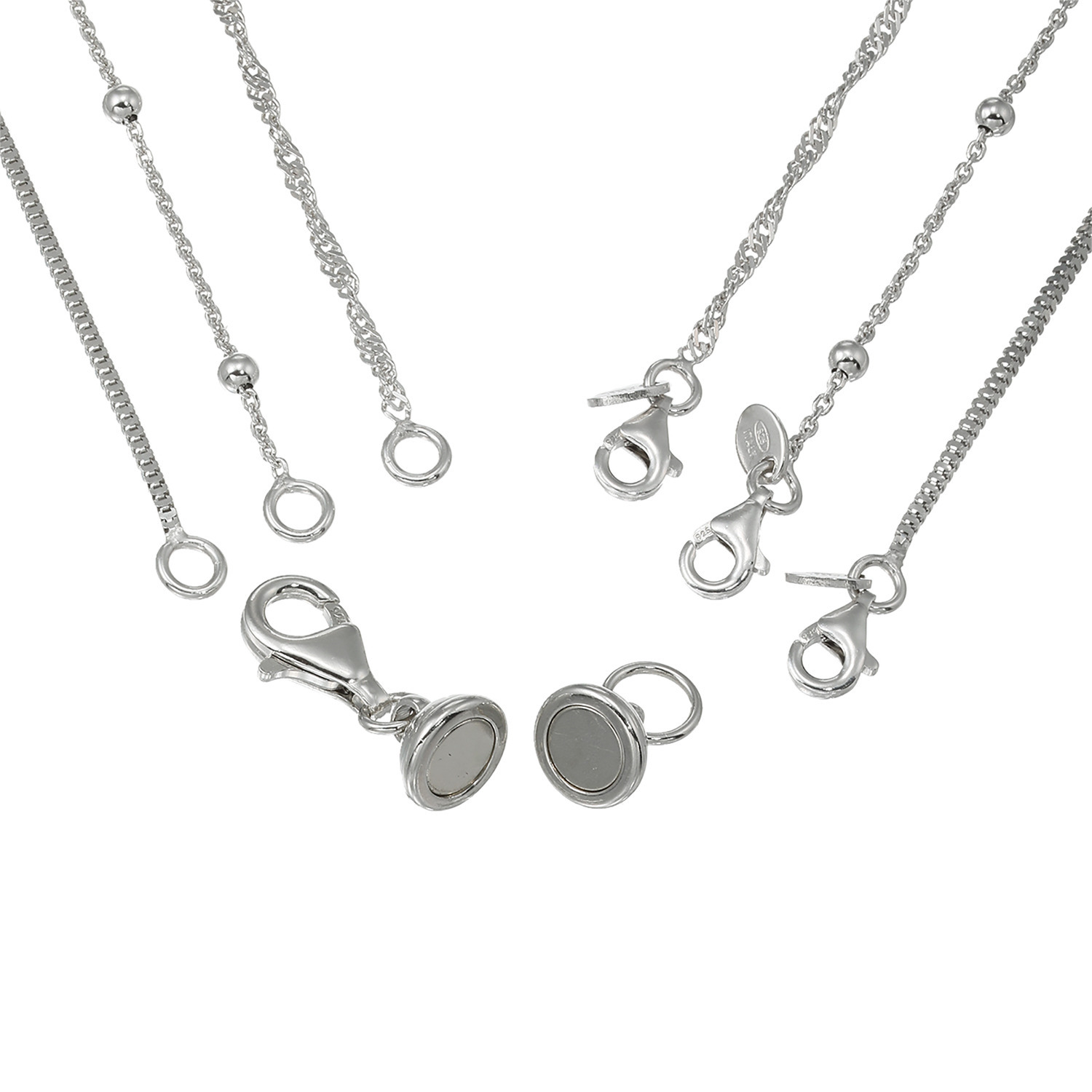 エクセラ イタリアン・シルバー ２層コーティング スリーチェーン マグネットネックレス