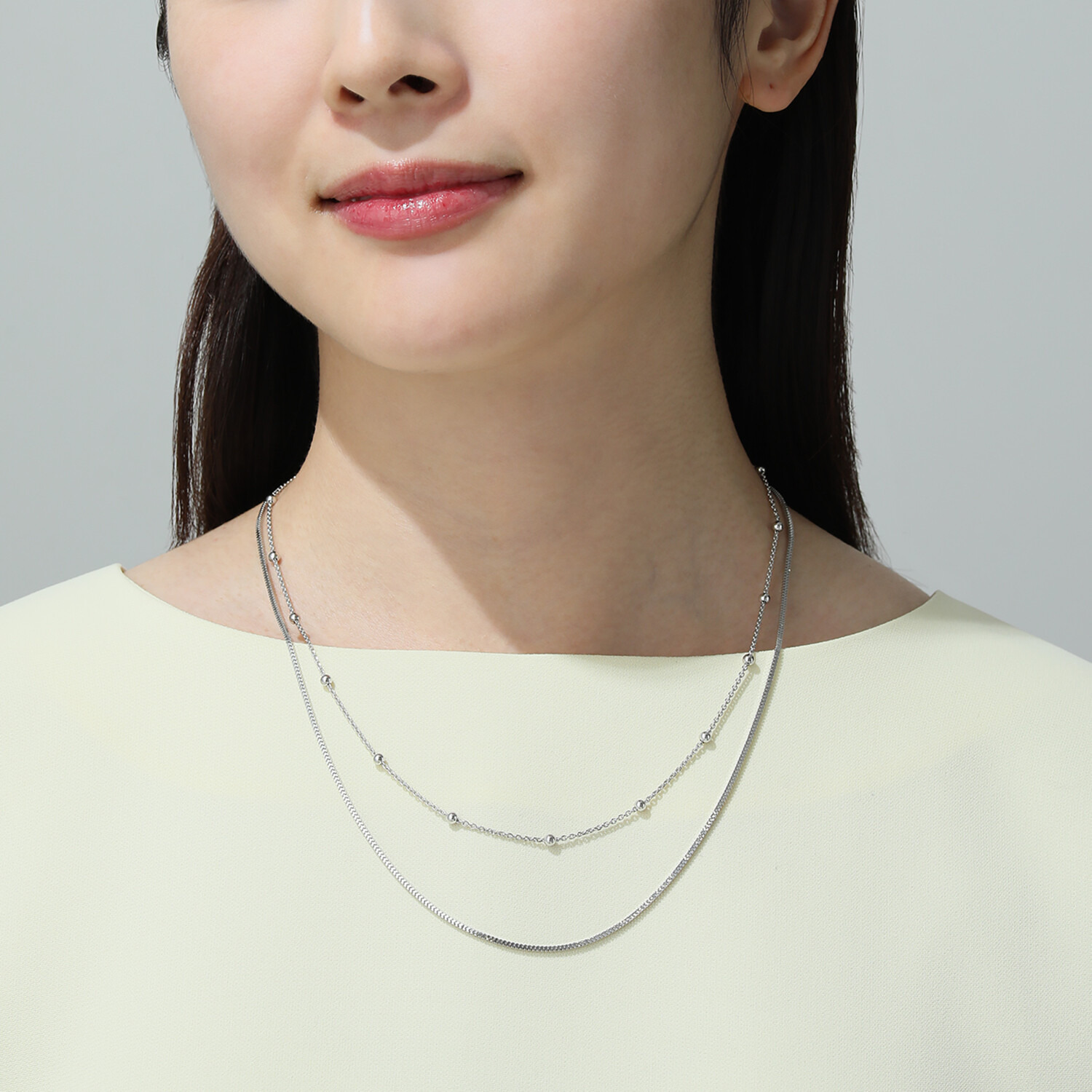 エクセラ イタリアン・シルバー ２層コーティング スリーチェーン マグネットネックレス