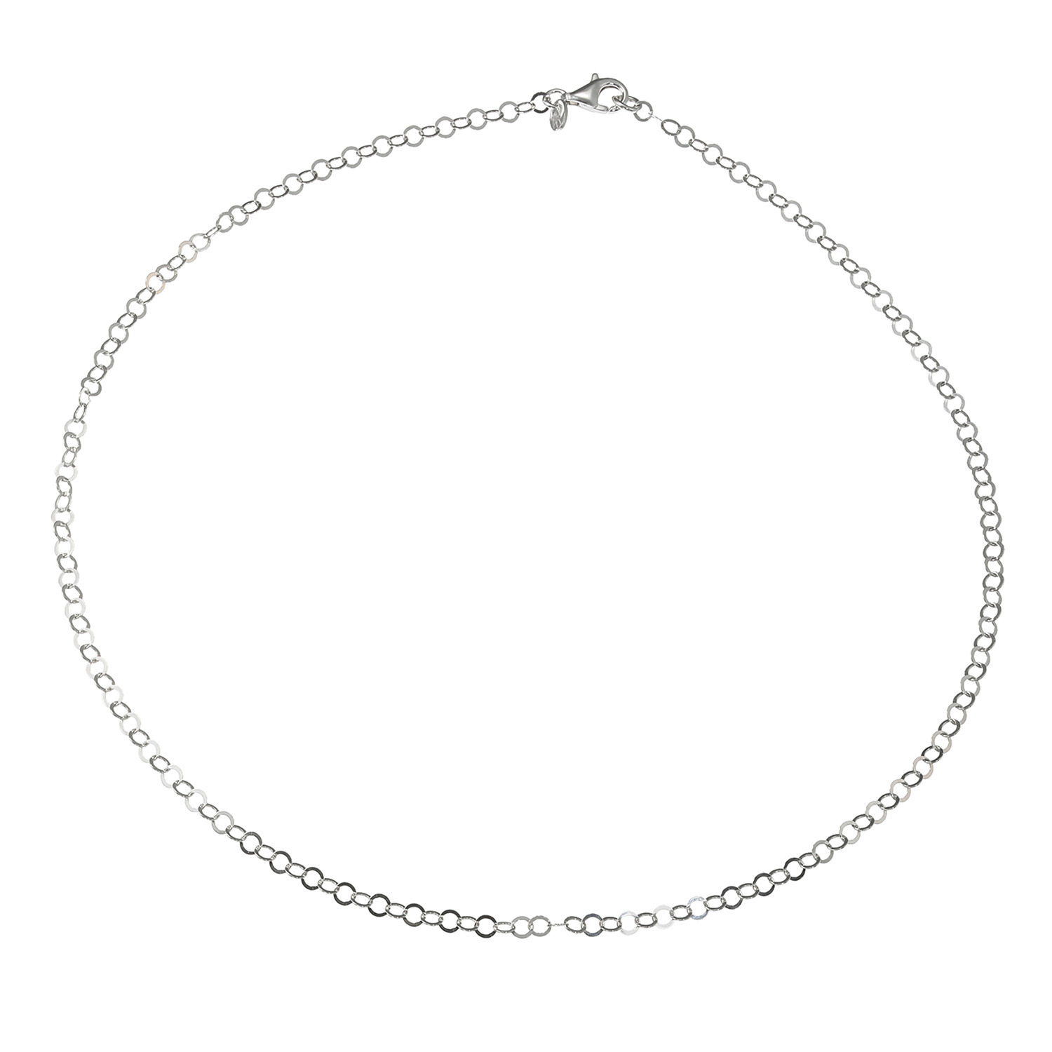 エクセラ イタリアン・シルバー ２層コーティング サークルフラットチェーン ネックレス