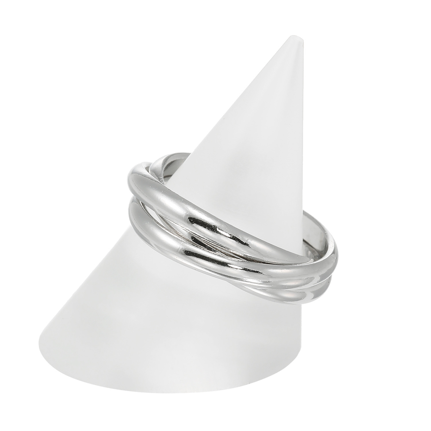 エクセラ イタリアン・シルバー ２層コーティング インターロック トリプルライン リング