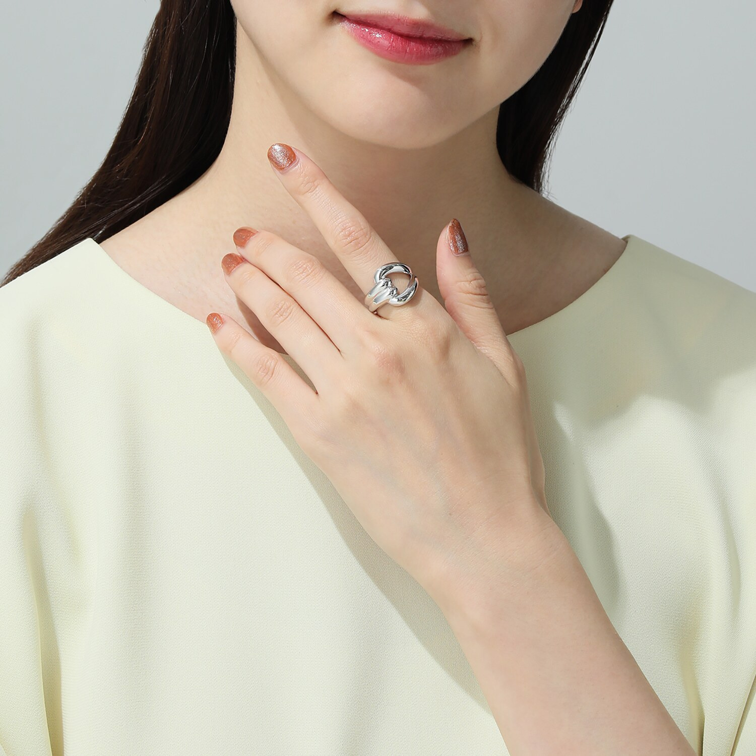 エクセラ イタリアン・シルバー ２層コーティング ラブノットスタイルリング