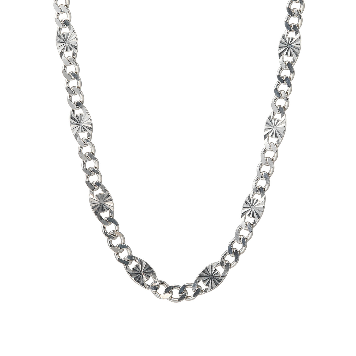 エクセラ イタリアン・シルバー ２層コーティング ステラータ カーブチェーンネックレス