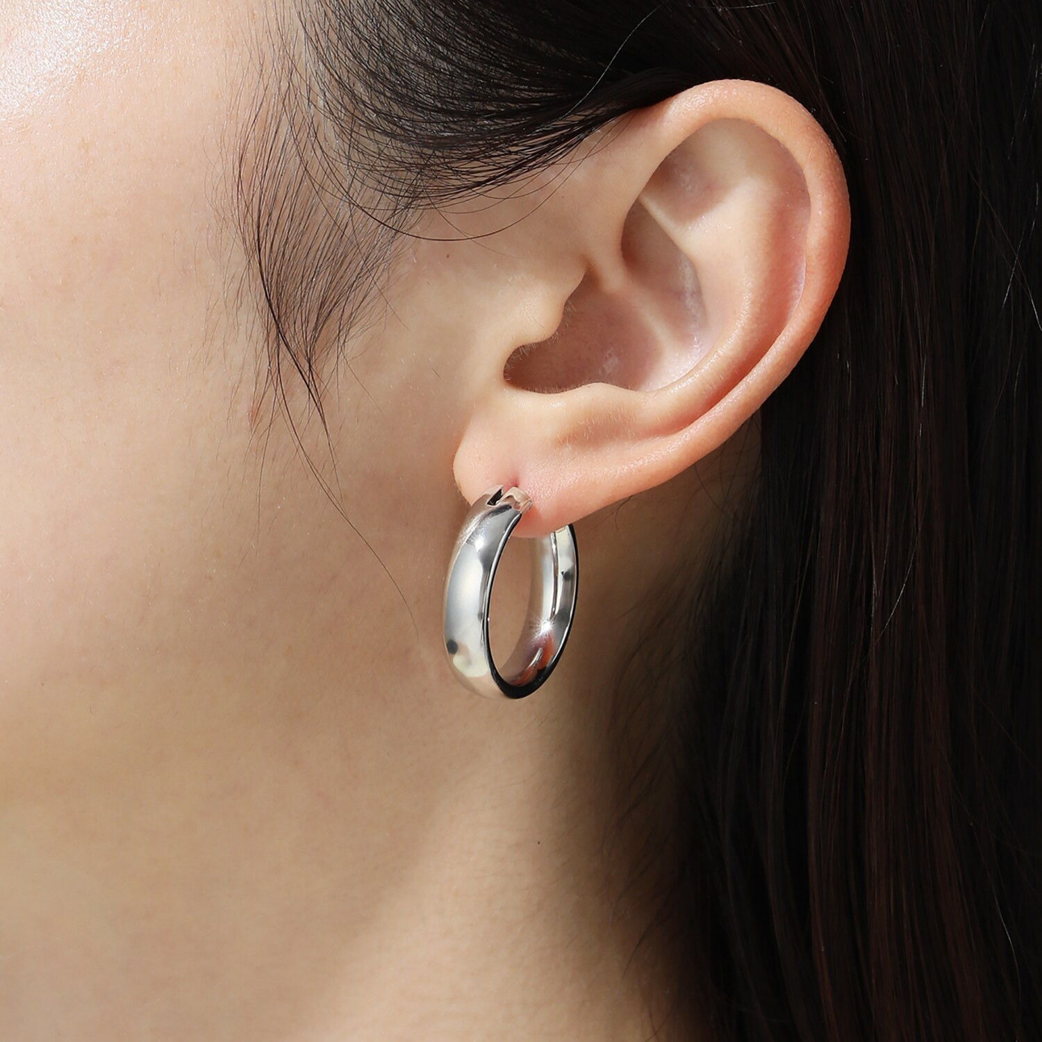 エクセラ イタリアン・シルバー ２層コーティング 鏡面仕上げ ラウンドフープピアス
