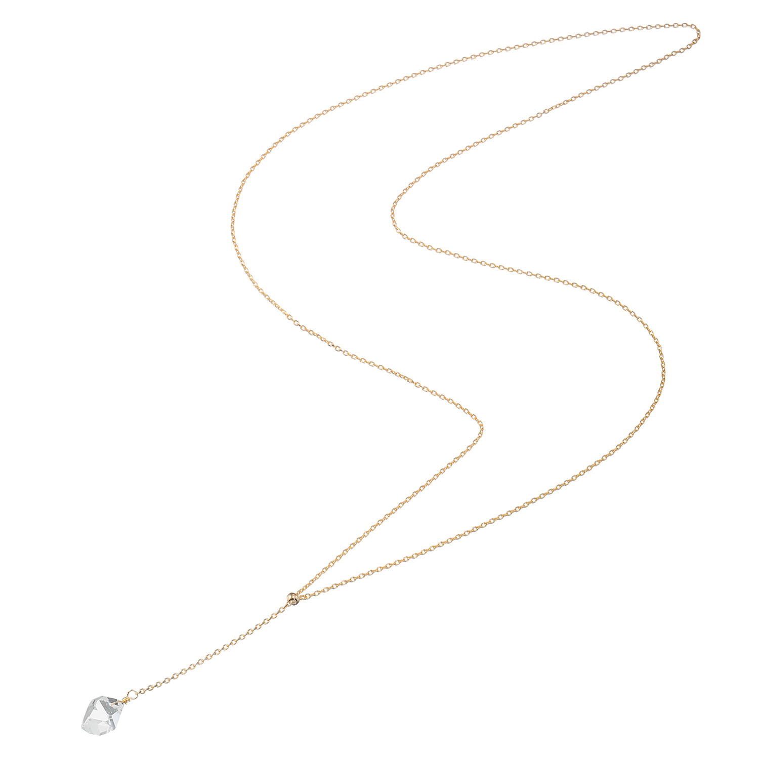 ハーキマーダイヤモンド １０ｍｍＵＰ ロッククリスタルクォーツ スライドチェーン ロングネックレス