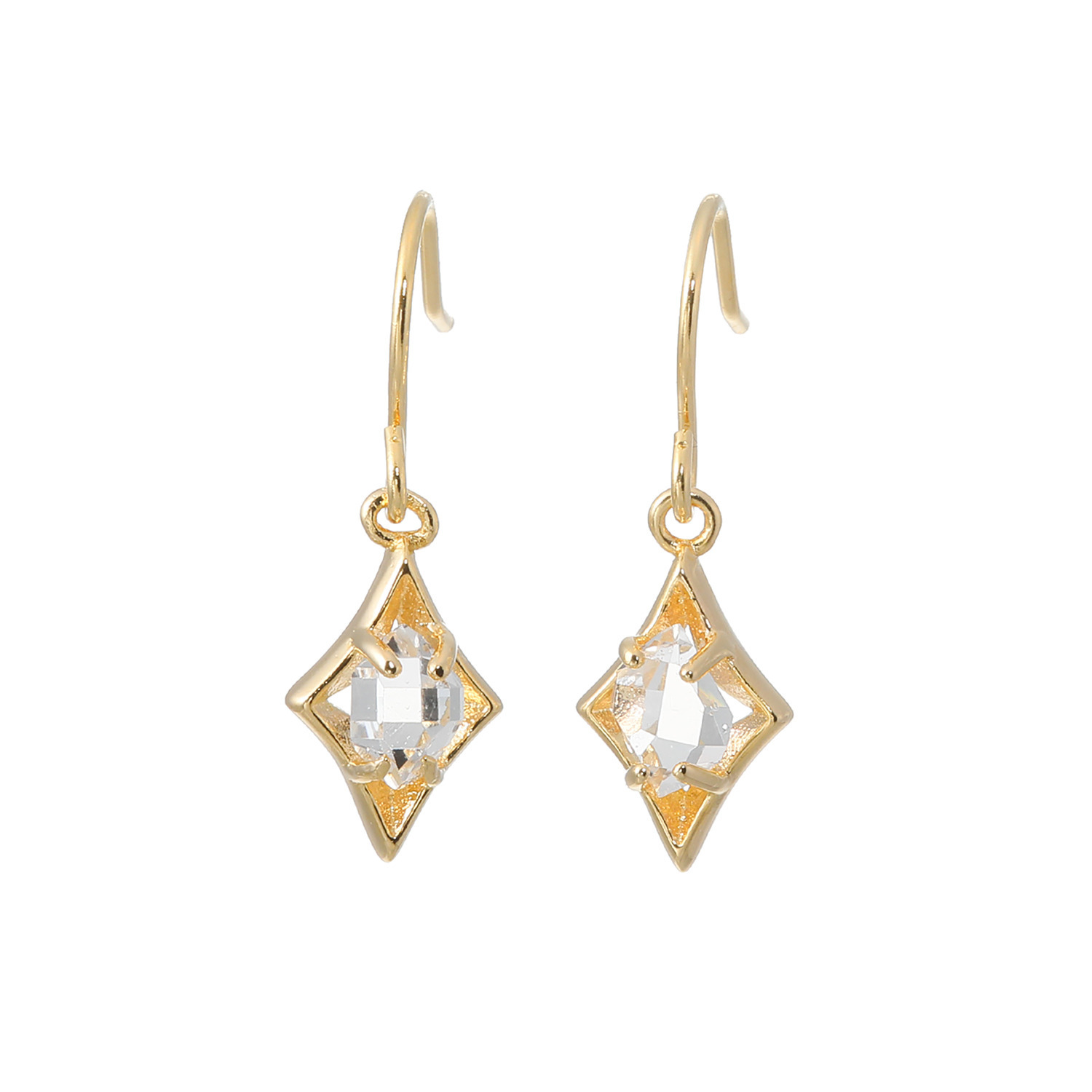 ハーキマーダイヤモンド ６ｍｍＵＰ ロッククリスタルクォーツ スターモティーフ スウィングピアス