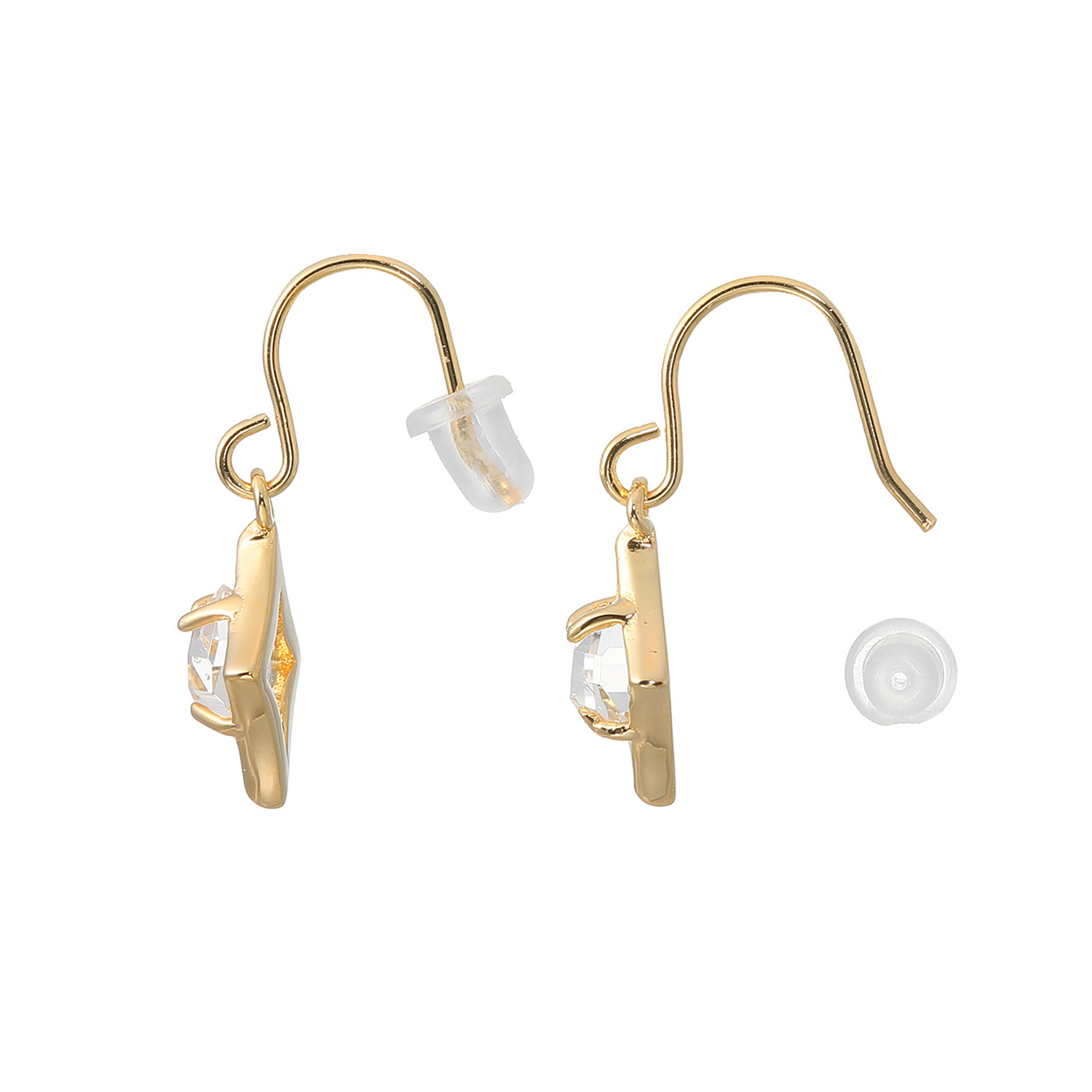 ハーキマーダイヤモンド ６ｍｍＵＰ ロッククリスタルクォーツ スターモティーフ スウィングピアス