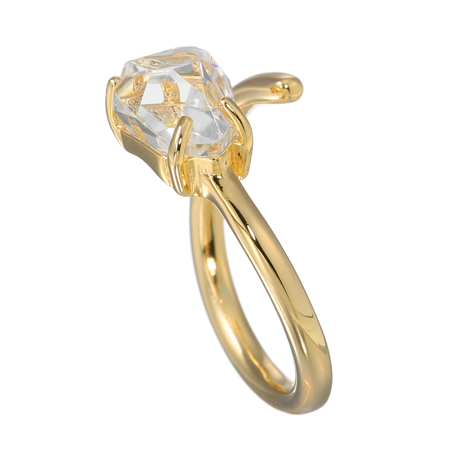 ハーキマーダイヤモンド １０ｍｍＵＰ ロッククリスタルクォーツ スパイラルデザイン フォークリング