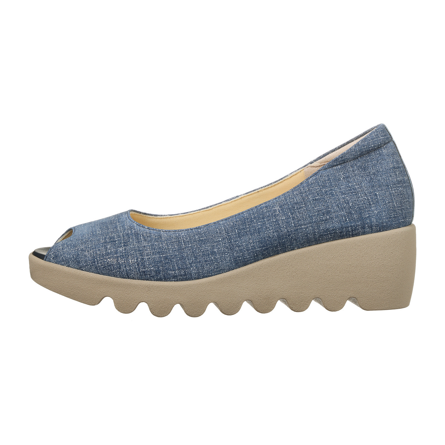 ヒルズアヴェニュー ＜日本製＞ レザー オープントゥ ウェーブソールパンプス