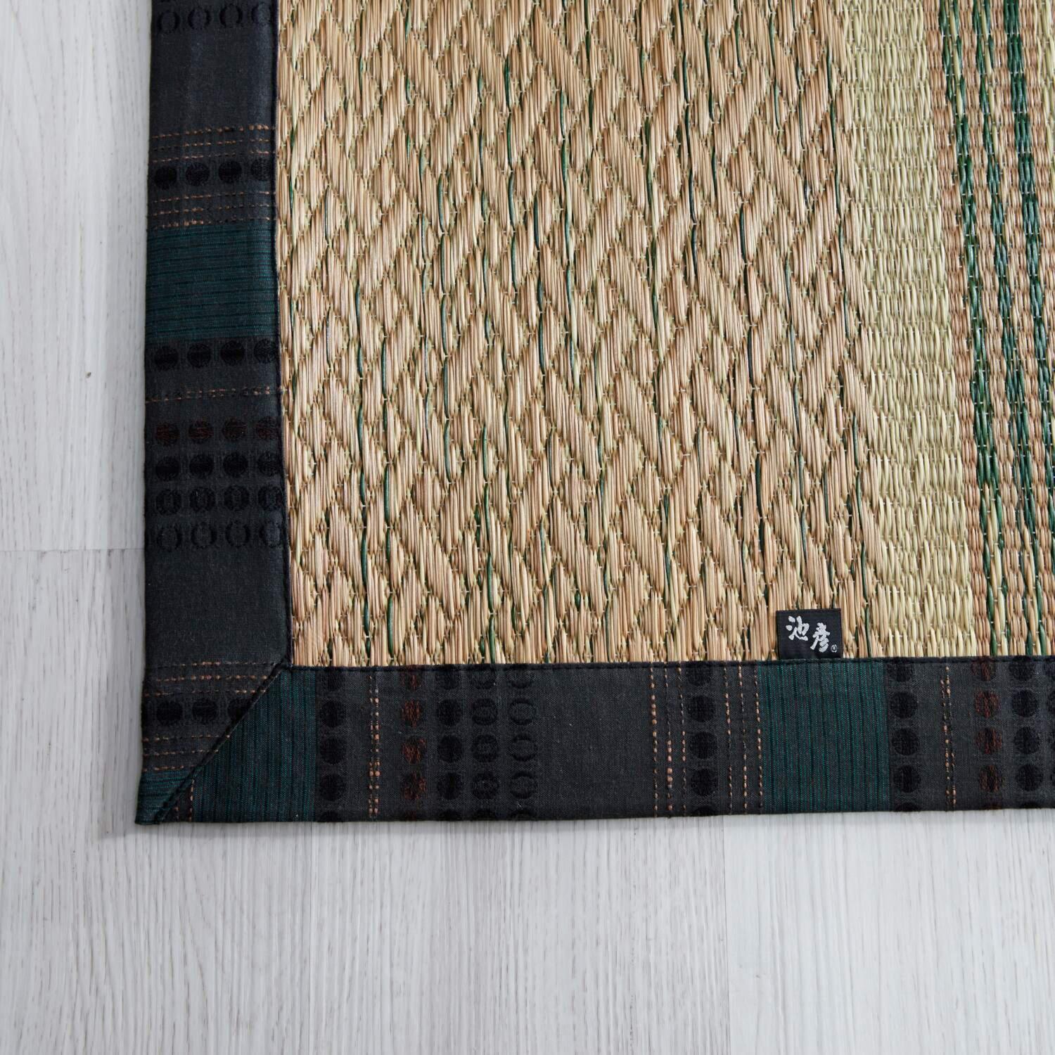 イケヒコ×宮田織物 久留米織ヘリ使用 日本産い草で織った い草ラグ ＜１９１×１９１ｃｍ＞