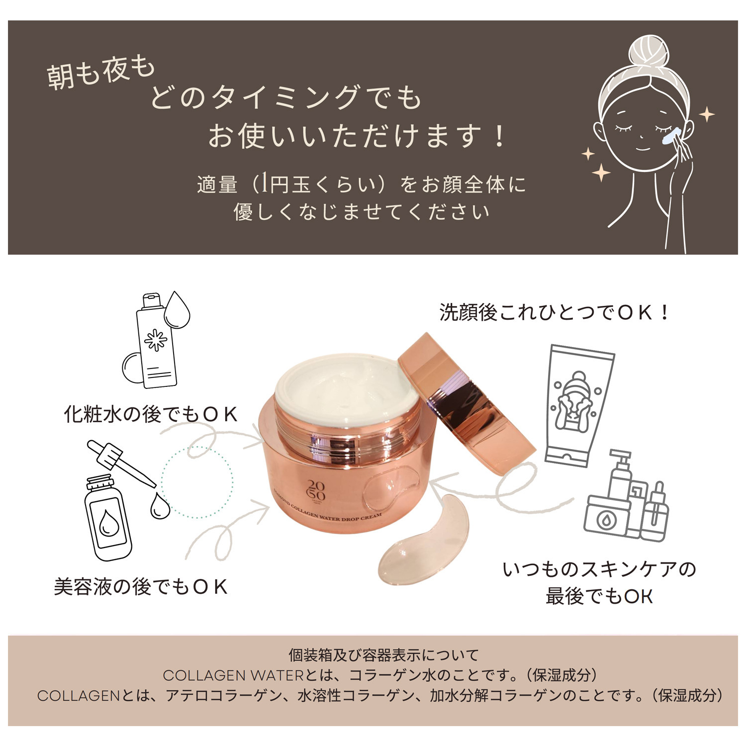 ２０５０ コラーゲン水７０％＆ ３種のコラーゲン配合 これ１つでハリ潤いケア！ ダイアモンドクリーム （オールインワン 　クリーム）