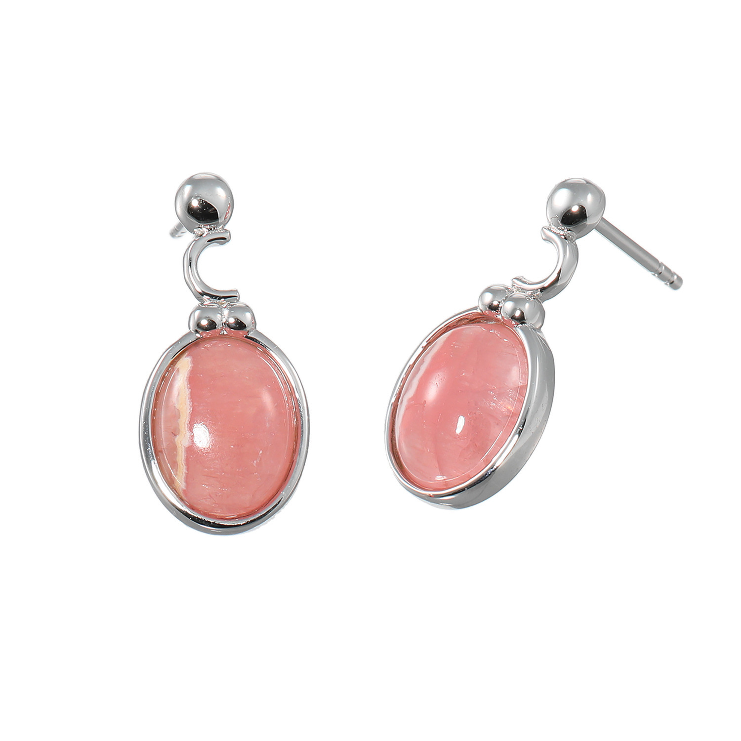 イーシア シルバー ロードクロサイト オーバルカボション イヤリング／ピアス