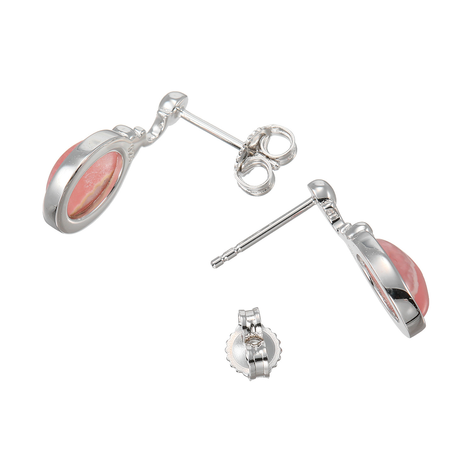 イーシア シルバー ロードクロサイト オーバルカボション イヤリング／ピアス