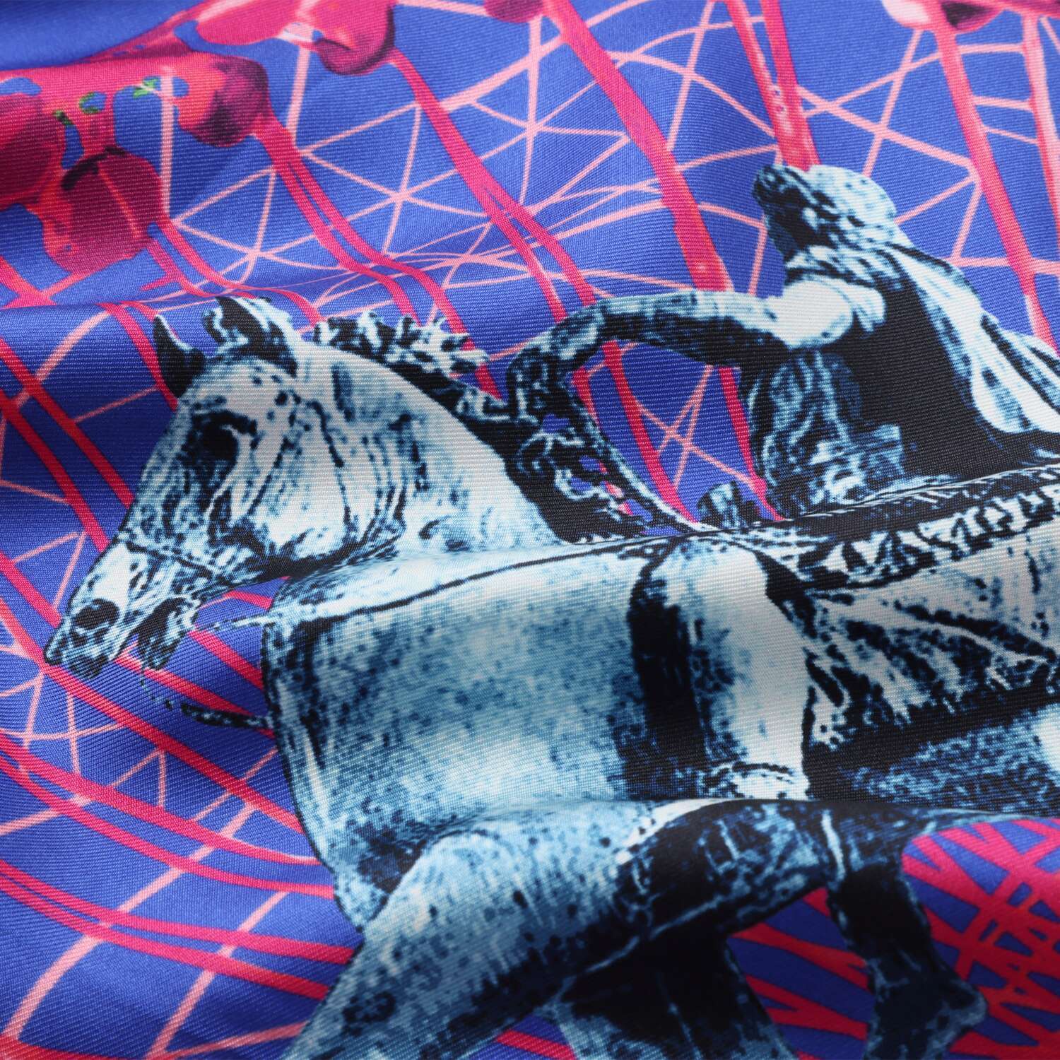 クーコ フランス製 シルク１００％ツイル リヨンシティプリント スクエアスカーフ