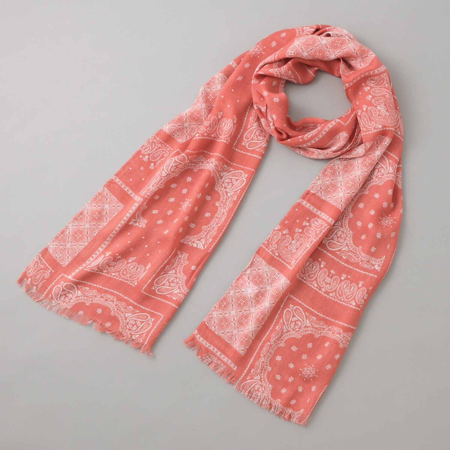 クーコ 接触冷感 バンダナ柄プリント ストール