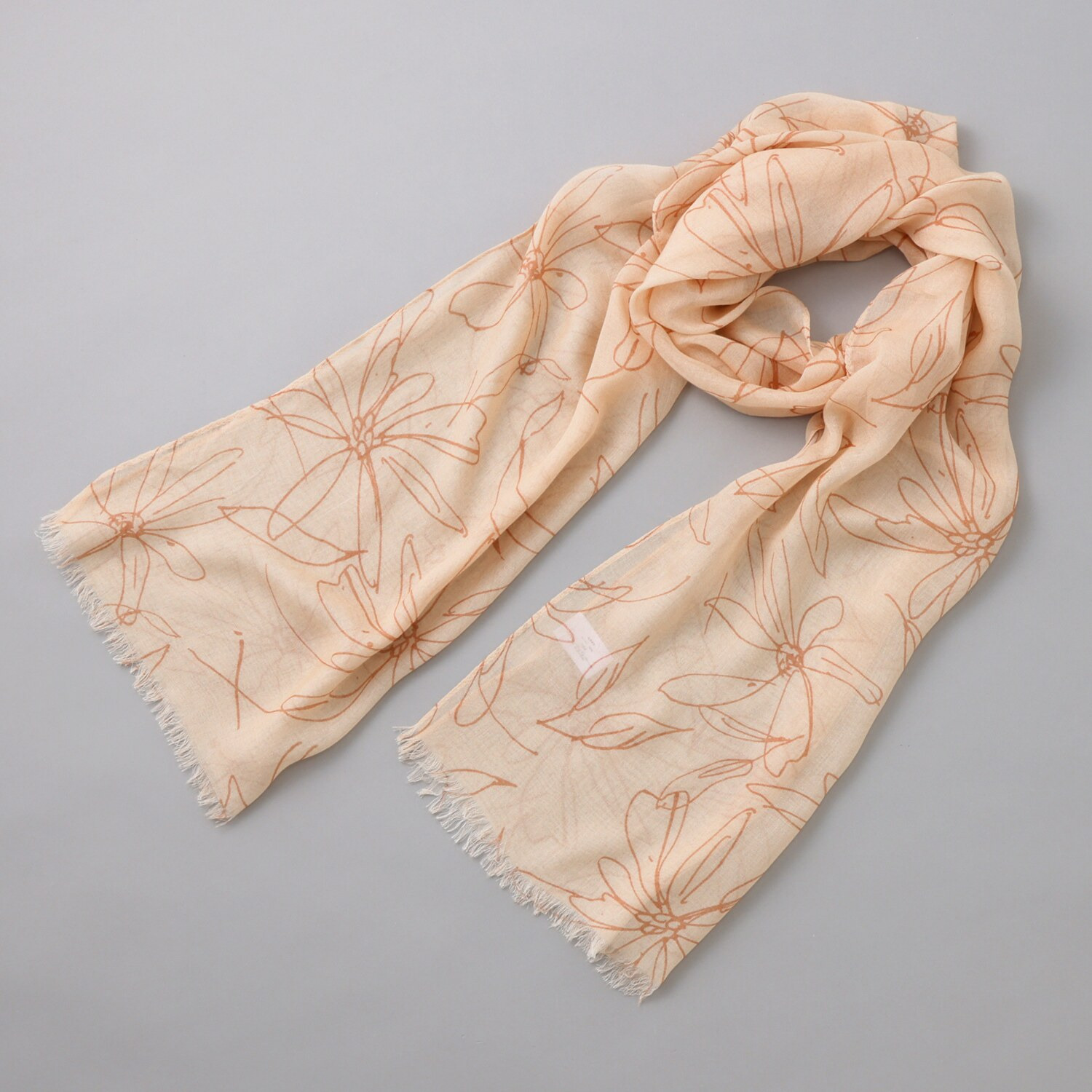 クーコ 接触冷感 線画フラワープリント ストール