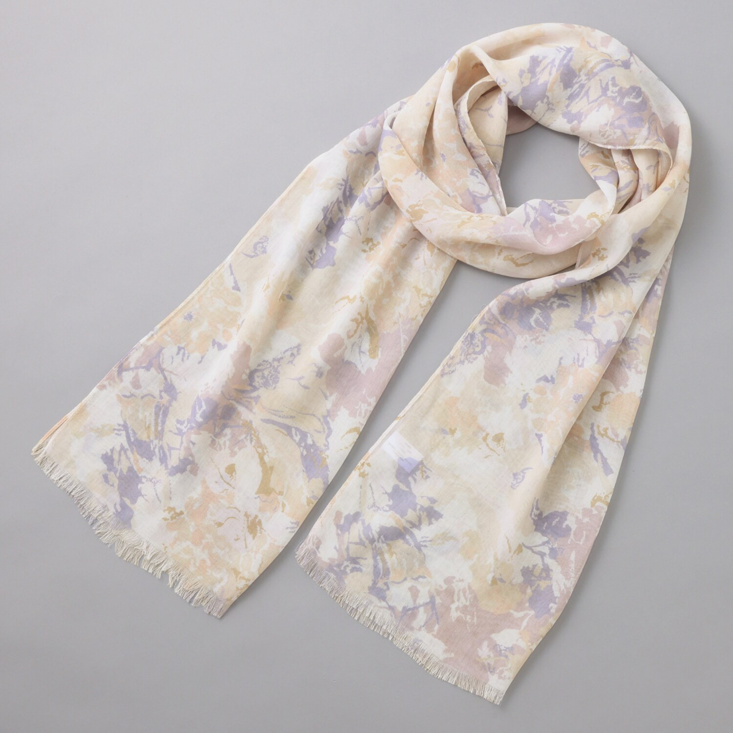 クーコ 接触冷感 水彩画風プリント ストール