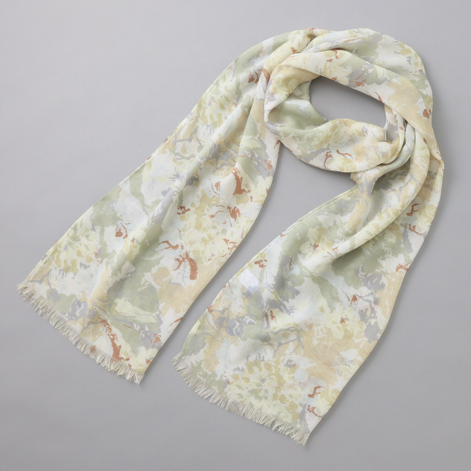 クーコ 接触冷感 水彩画風プリント ストール