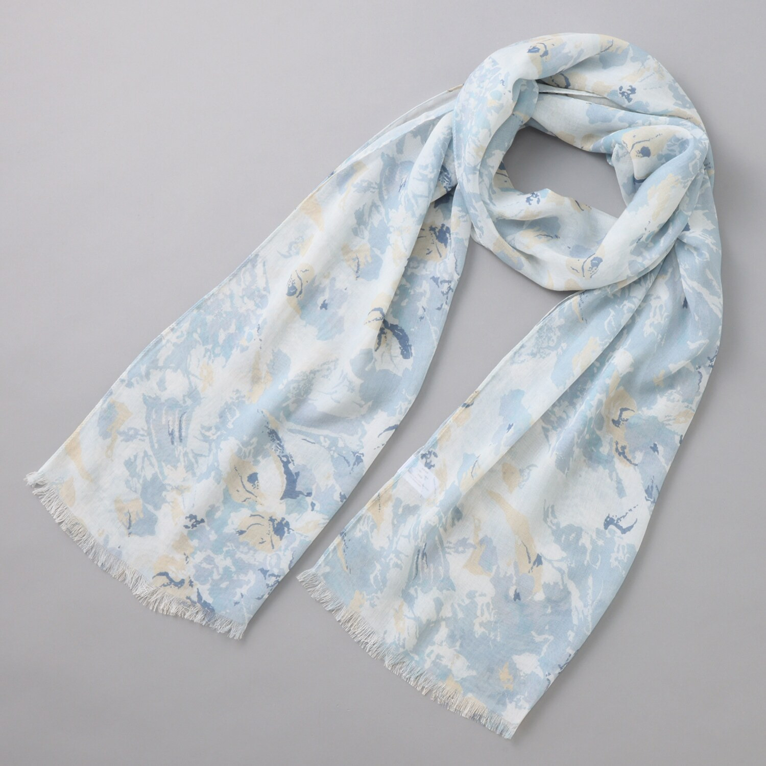 クーコ 接触冷感 水彩画風プリント ストール